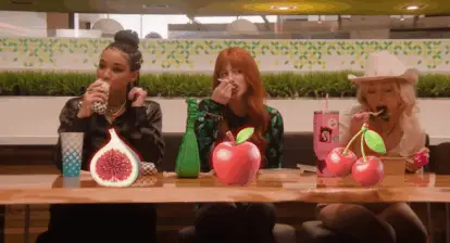 The stars of Forbidden Fruits hit up the shopping mall food court.