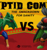 Cthulhu and Mothman wrestling figures in combat attire