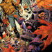 Skull amid autumn leaves
